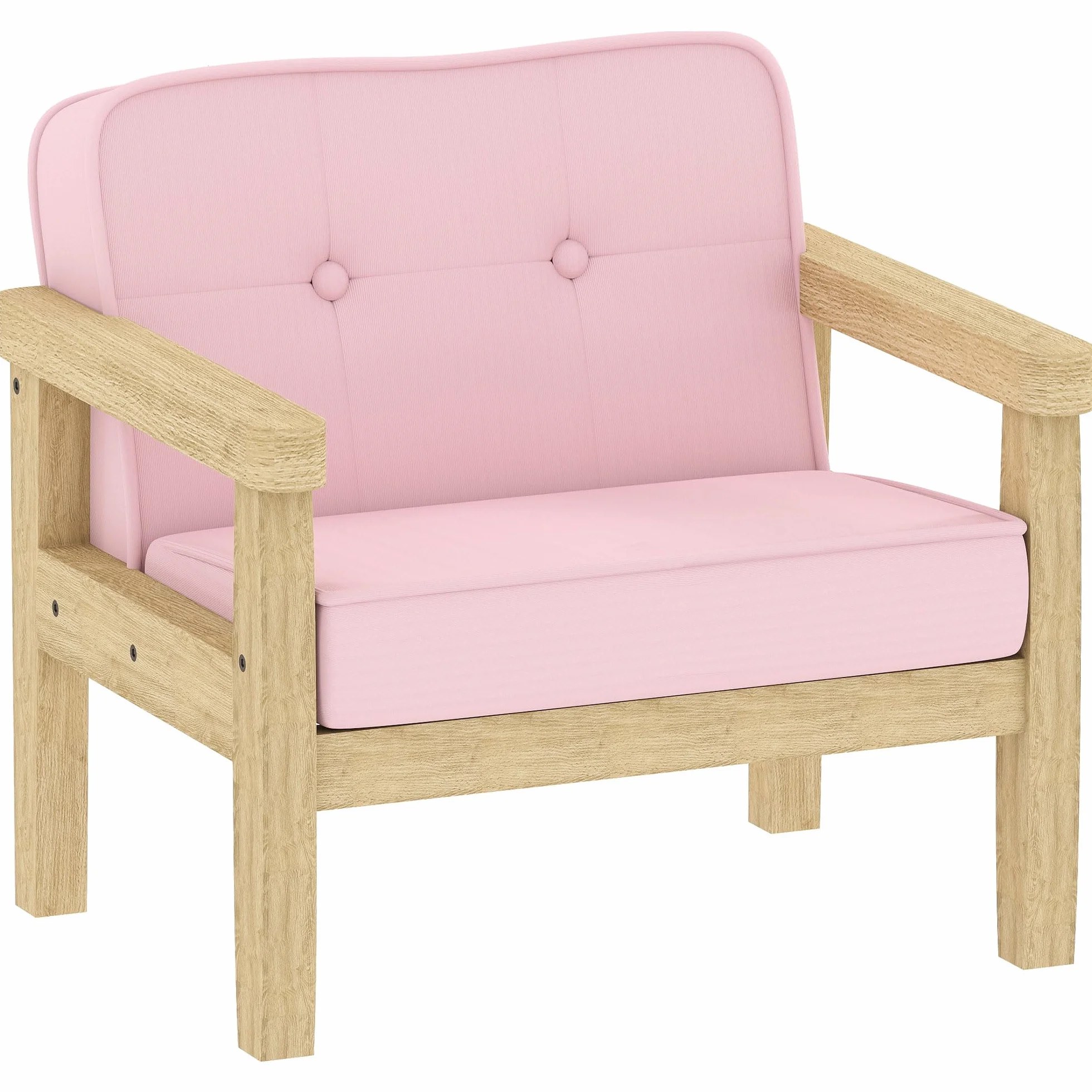 AIYAPLAY Sillón Infantil, Sofá para Niños de +3 Años, con Tejido Suave de Pana, Estructura de Madera, Asiento y Respaldo Acolchado, Reposabrazos, Carga 45 kg, 46,5x44x45 cm, Rosa
