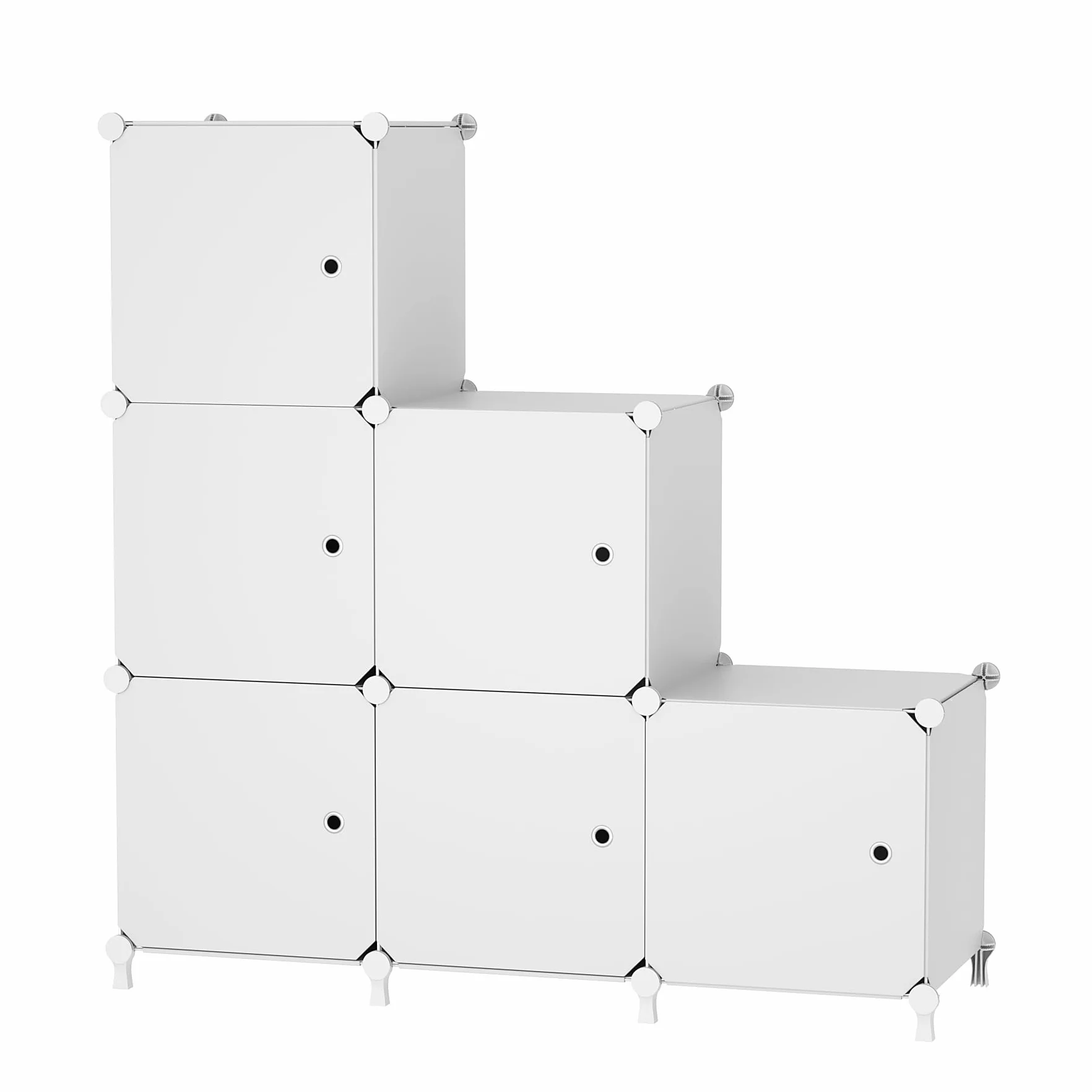 Organizador 6 Cubos con Puertas Estante Modular Apilable Blanco