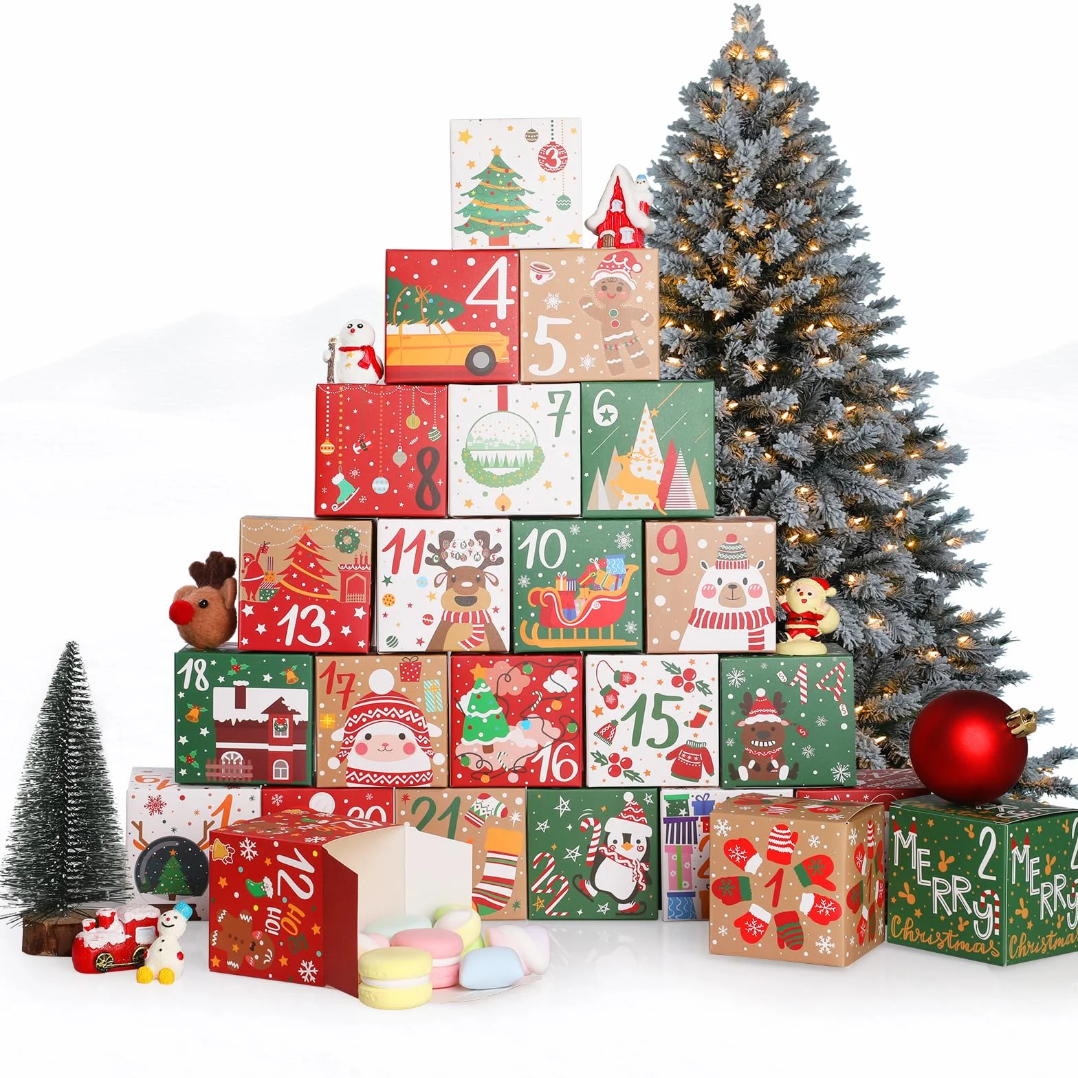 KIKISML Calendario de Adviento 2024 24 Piezas Cajas de Cuenta Regresiva Navidad