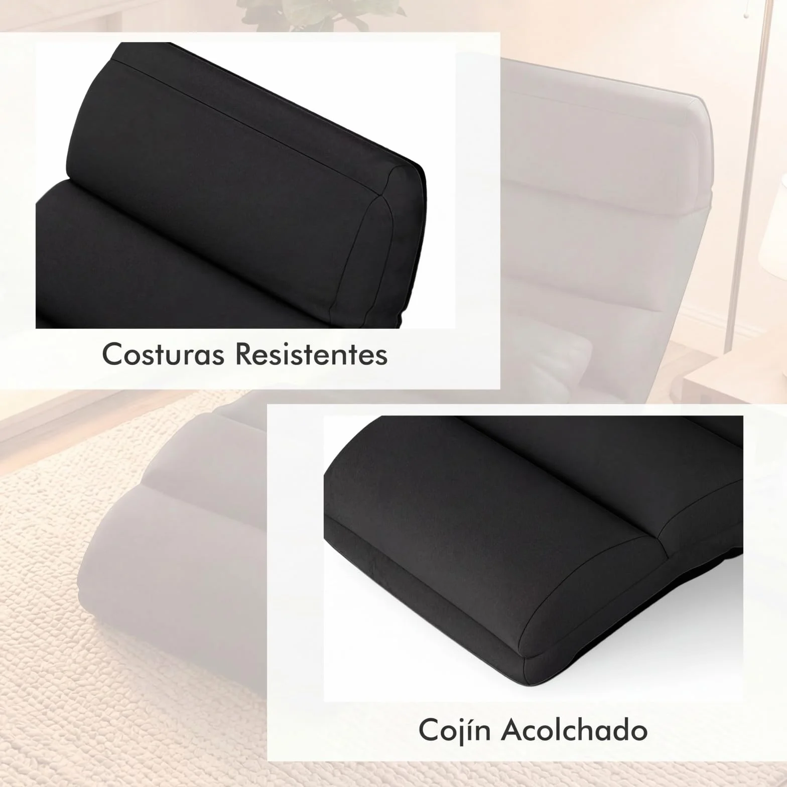 COSTWAY Sillón Cama Plegable en 5 Posiciones, Silla de Suelo con Respaldo Ajustable, Sofá Perezoso Individual con Reposacabezas Ideal para Jugar, Dormir, y Leer, Capacidad de Carga de 100 kg (Negro)
