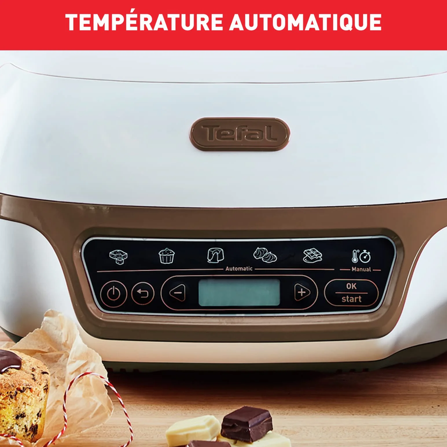 Tefal Cake Factory - Máquina inteligente para tartas, electrodoméstico de cocción, de pastelería, máquina de pan, magdalenas, con 4 moldes, 5 programas, compatible con moldes Crispybake KD802112