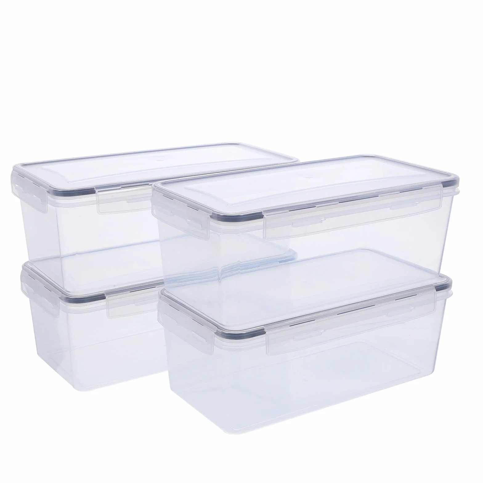 Caja de Almacenamiento Hermética de 3, 2 L, Pp, 4 Piezas | Alta Transparencia y Cierre Sellado, para Meal Prep y Conservación de Alimentos Secos