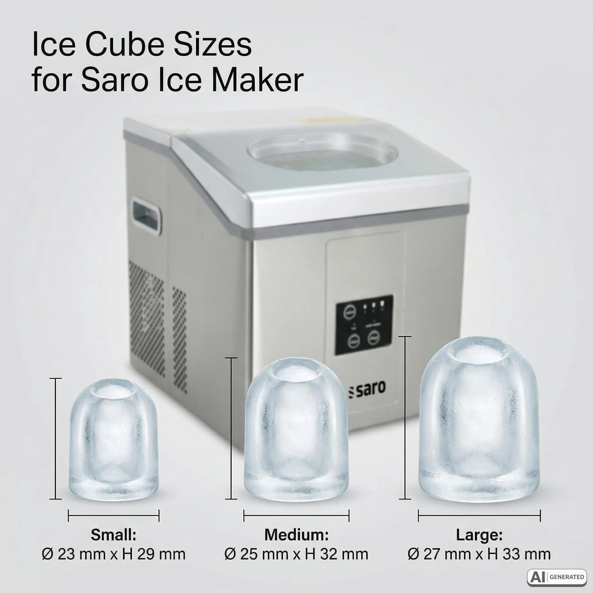 SARO EB 15 PRO Cubitera de acero inoxidable 15 kg/24 h 3 tamaños de hielo