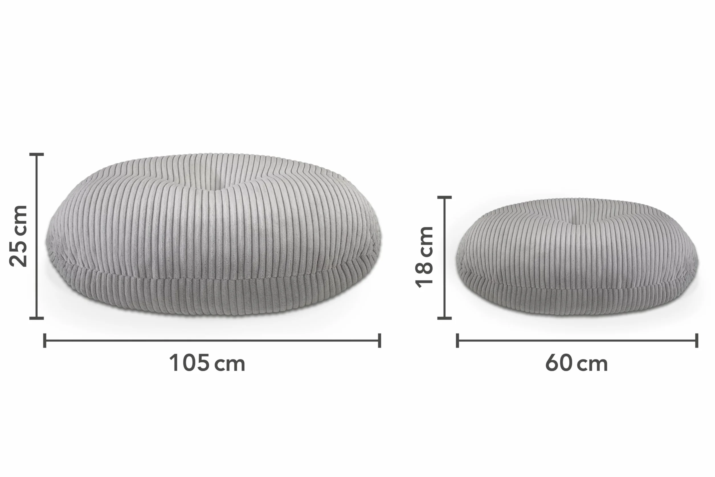 XDREAM Cojín de suelo de pana 60 cm diámetro, cojín de yoga meditación, puf con funda Oeko-TEX, altura 18 cm
