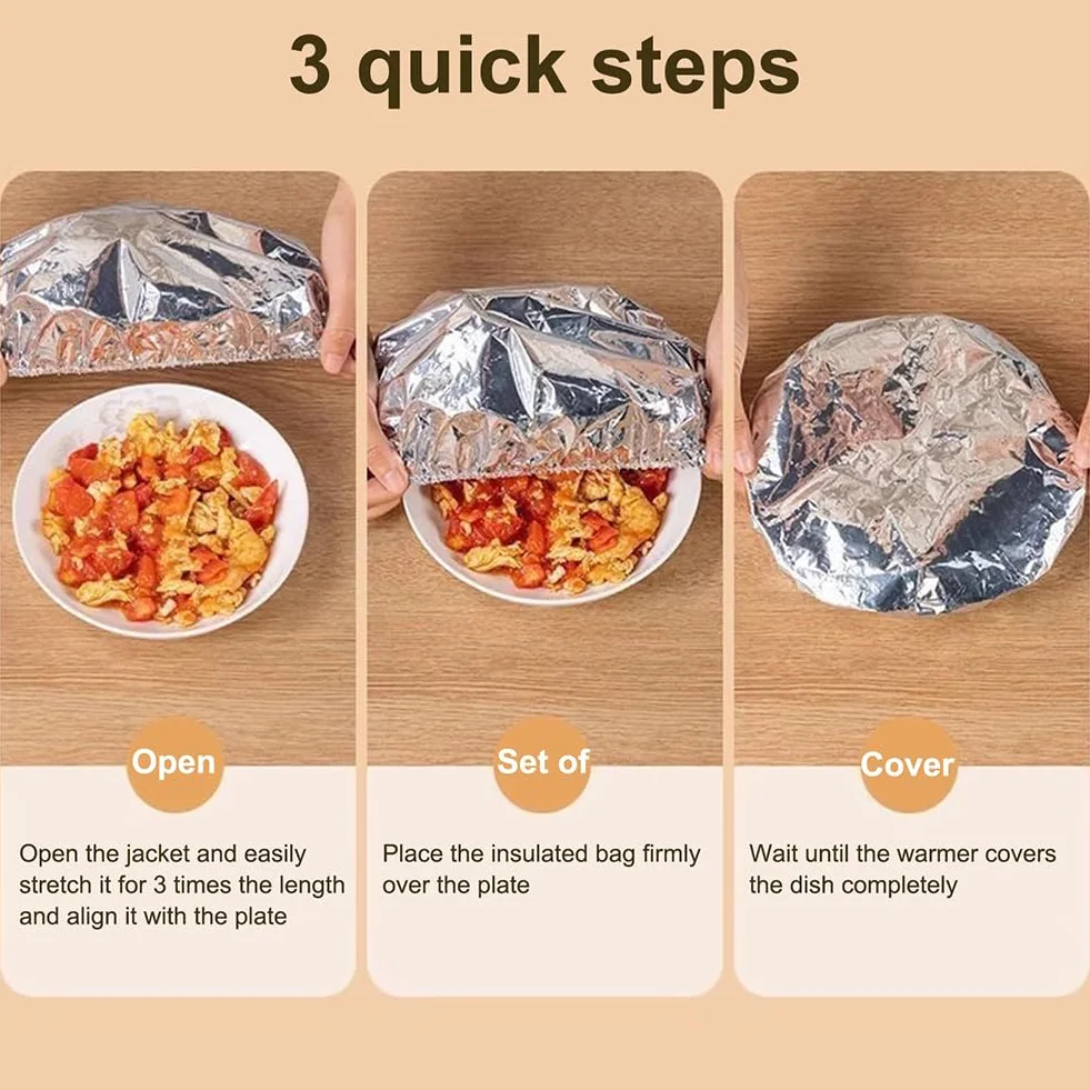 Fundas de Papel de Aluminio Reutilizables para Alimentos - Tapas Elásticas Térmicas 110°C, Aptas para Microondas, Cubre Platos y Cuencos 11-28 cm (30pcs)