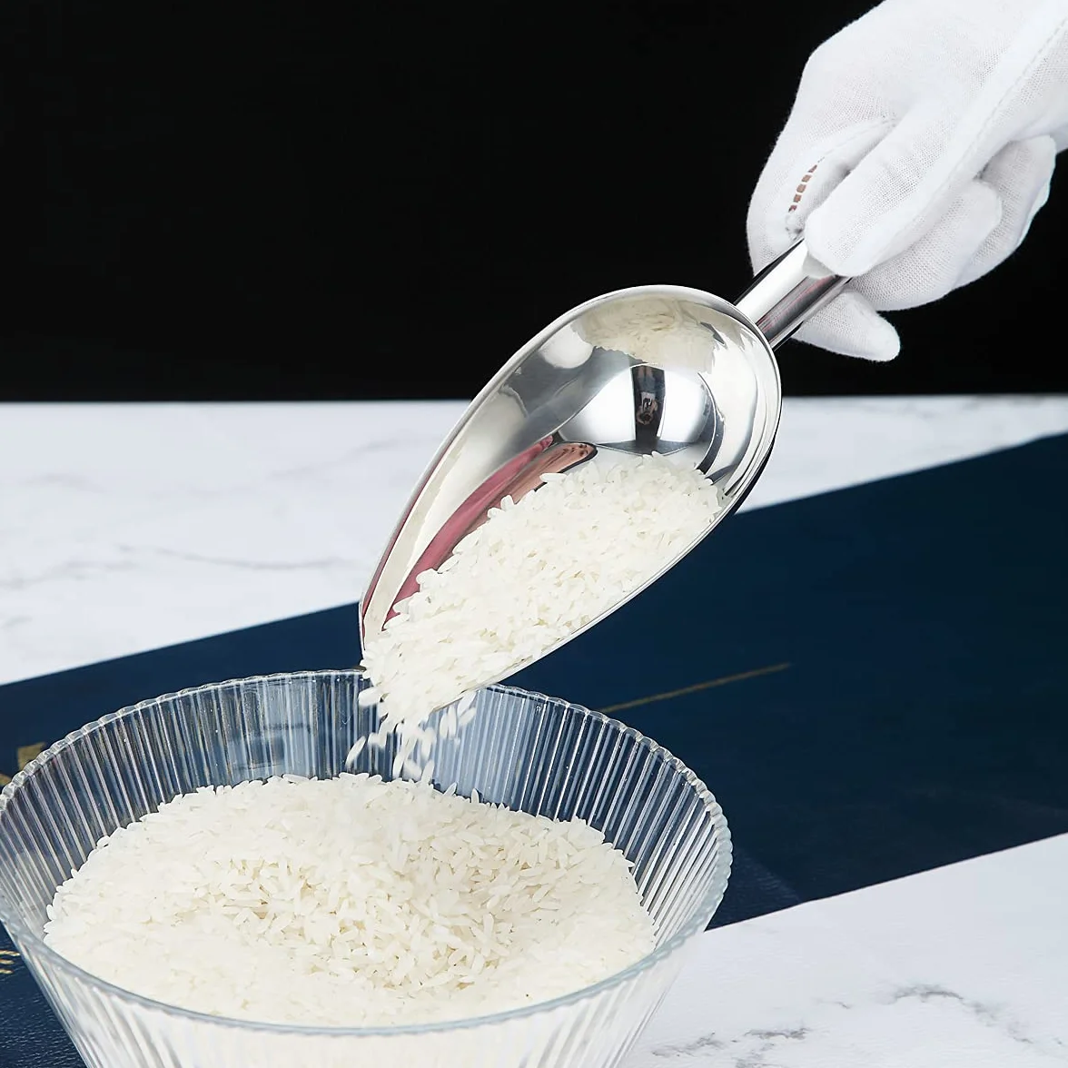 Berglander cuchara de hielo 6 oz paleta metal para máquina de hielo multiusos