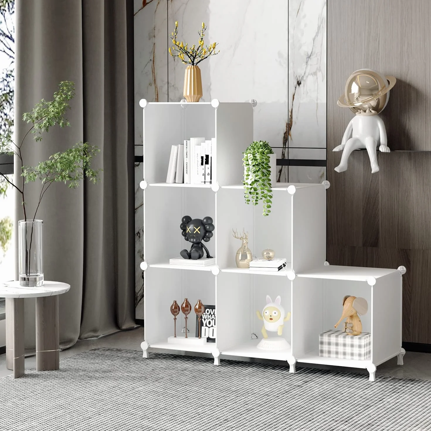 AWTATOS Organizador de Almacenamiento Cubo Modular de 6 Cubos de Plástico Blanco
