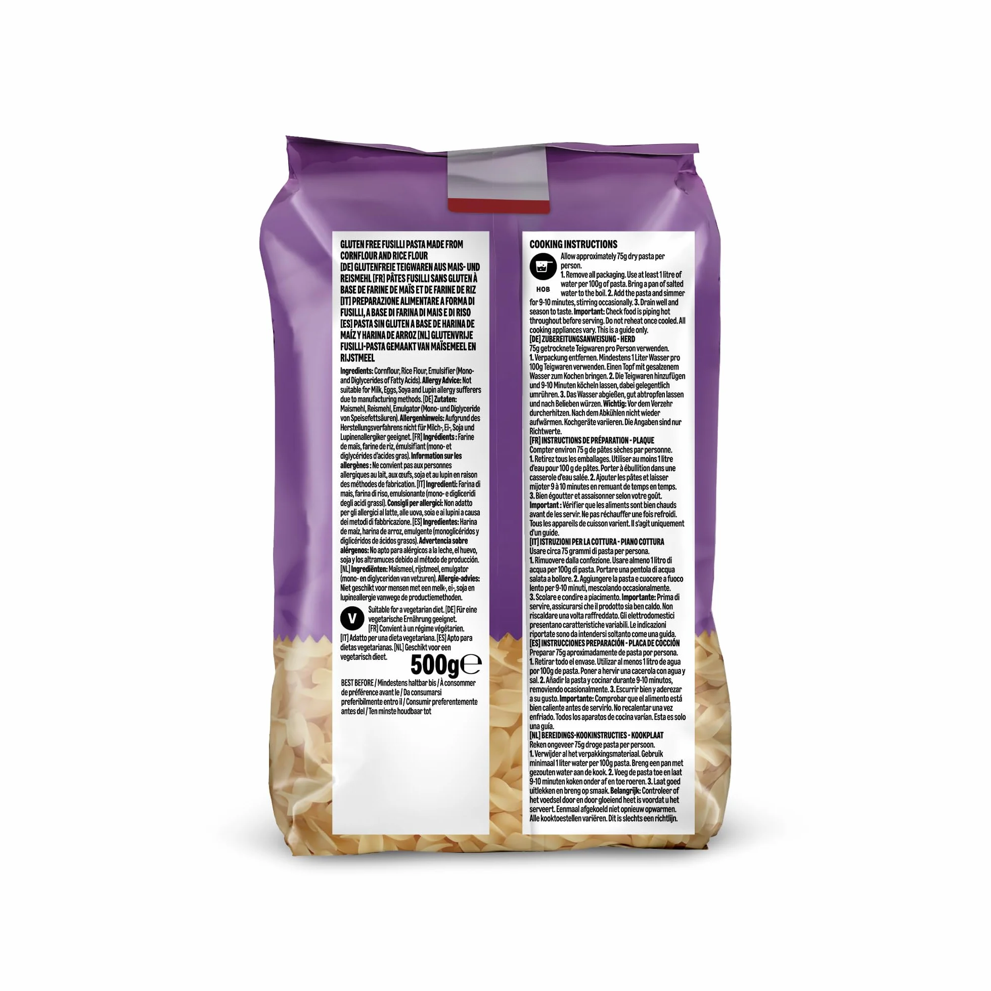 Pasta Sin Gluten A Base De Harina De Maiz Y Harina De Arroz, 500g