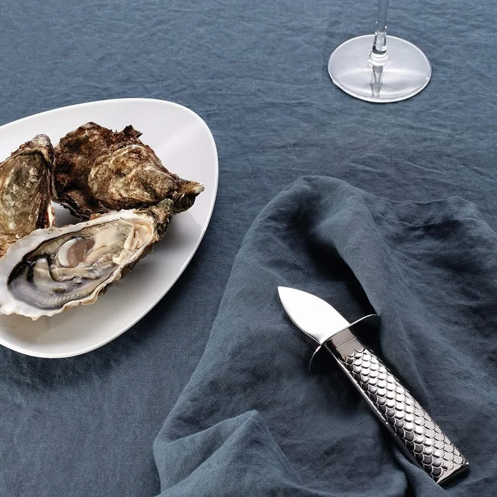 Alessi Colombina FM23/44 - Cuchillo para ostras de pescado (acero inoxidable AISI 420, 18/10, pulido espejo, plata, 16 x 5,3 x 4,2 cm)