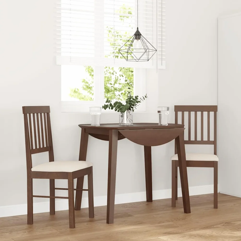 vidaXL sillas de comedor cojines 2 unids marrón madera maciza caucho