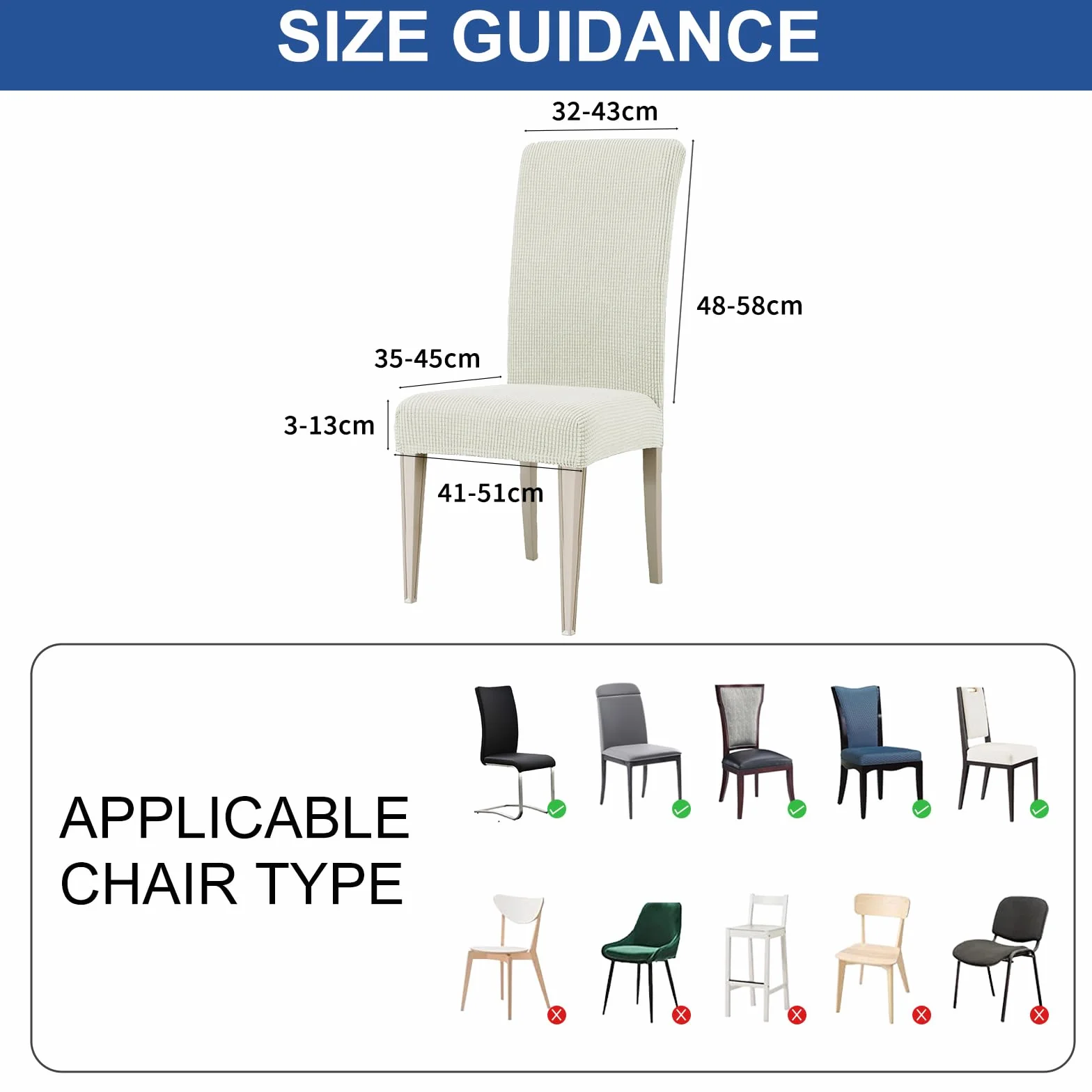 Ystyle Fundas Sillas De Comedor Pack 6, Fundas para Sillas Ajustables Elásticas Protectoras Lavables Blanco Natural