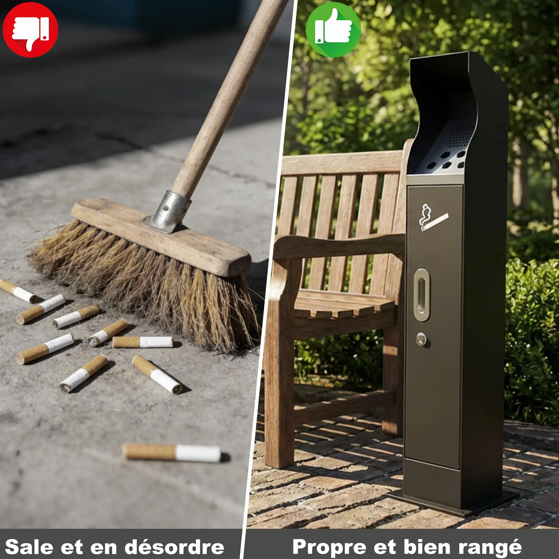 uyoyous - Cubo de basura para exteriores (93 x 20 x 20 x 20 cm, con compartimento interior extraíble, contenedor de desechos comercial con cerradura)