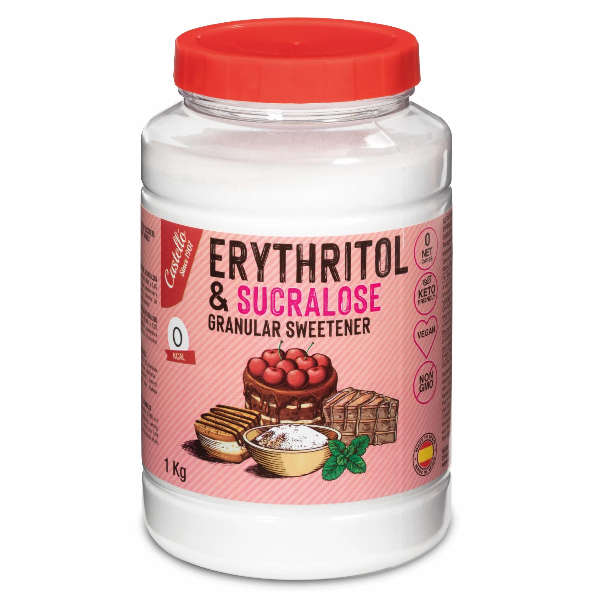 Castello Eritritol + Sucralosa 1:4 1 kg Edulcorante 0 Carbohidratos Keto No OGM