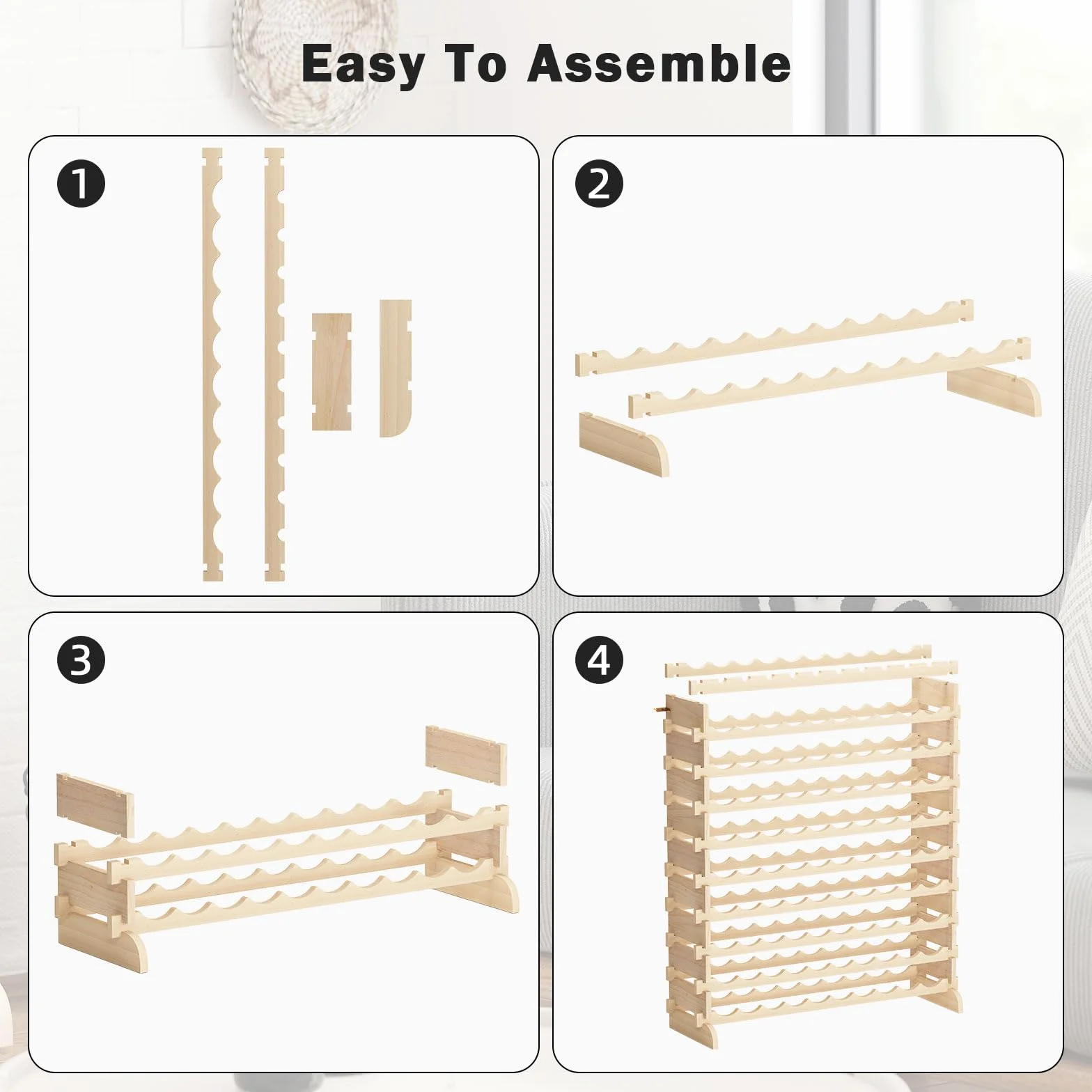 sogesfurniture Botellero de Madera para 120 Botellas de Vino con 12 Niveles, Soporte para Botellero Estante de Vino para Estantería de Presentación de Cocina y Barra