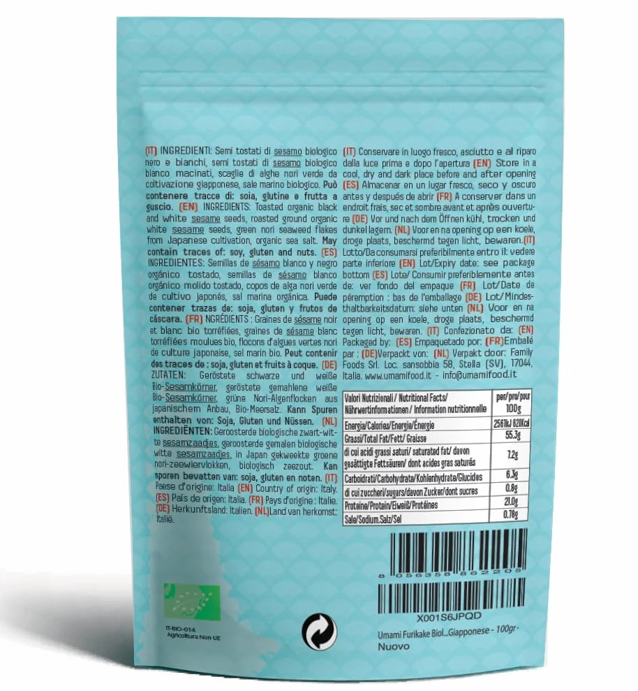 Furikake Ecológico Umami 100g Condimento Japonés Sésamo y Algas Nori Vegano Sin Aditivos