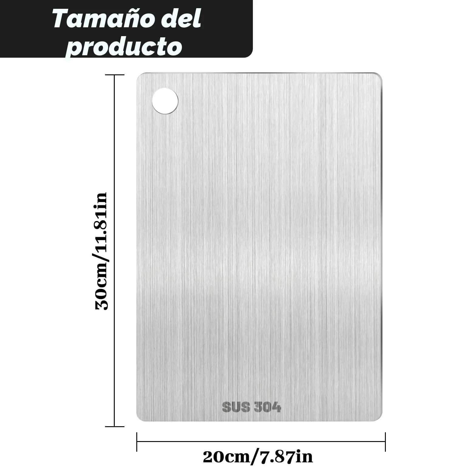 Pavlleen Tabla de Cortar Titanio Acero Inoxidable para Cocina Apta Lavavajillas 30x20cm