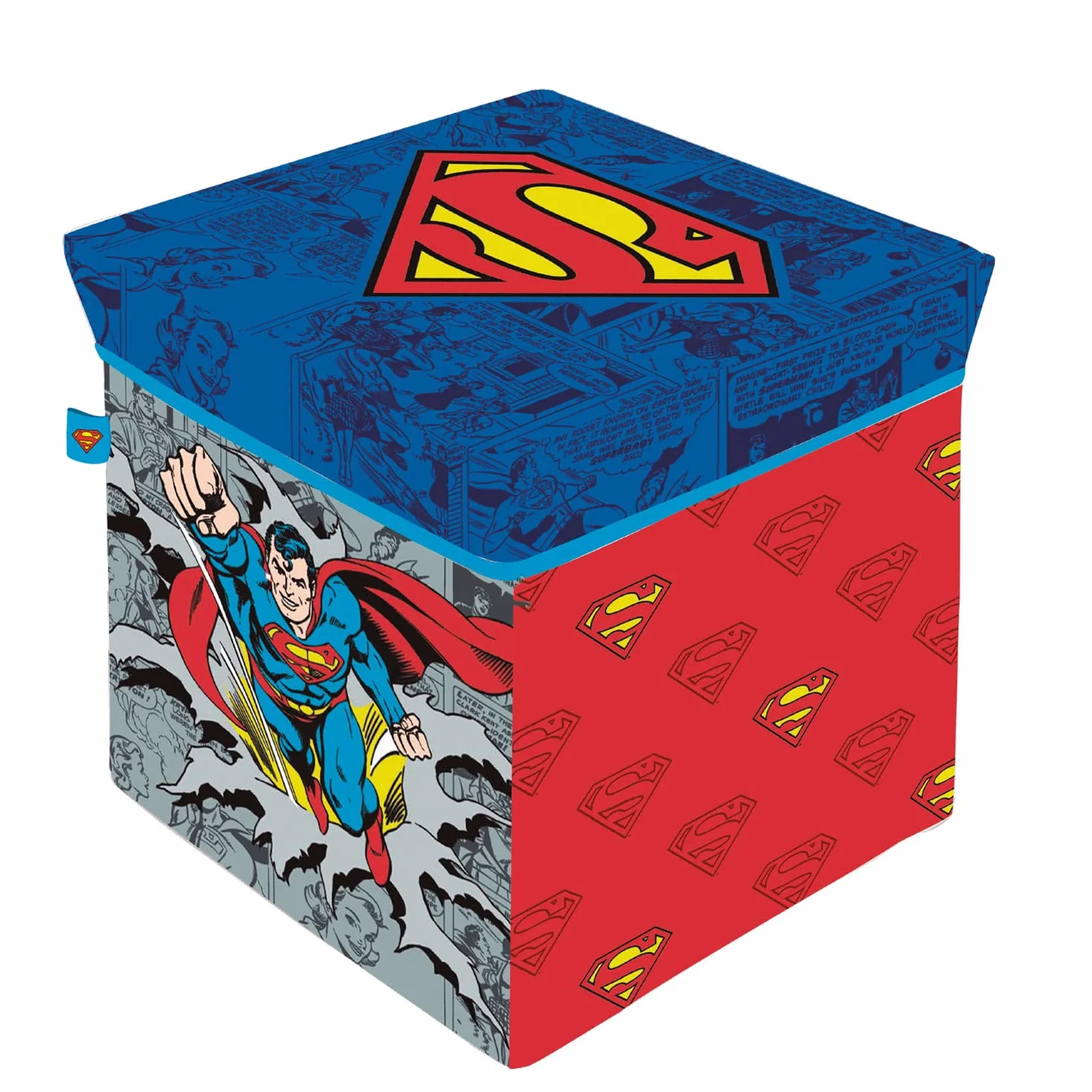 ARDITEX Caja con Tapa Superman Cubo de Tela Guardatodo 30x30x30 cm Asiento Infantil