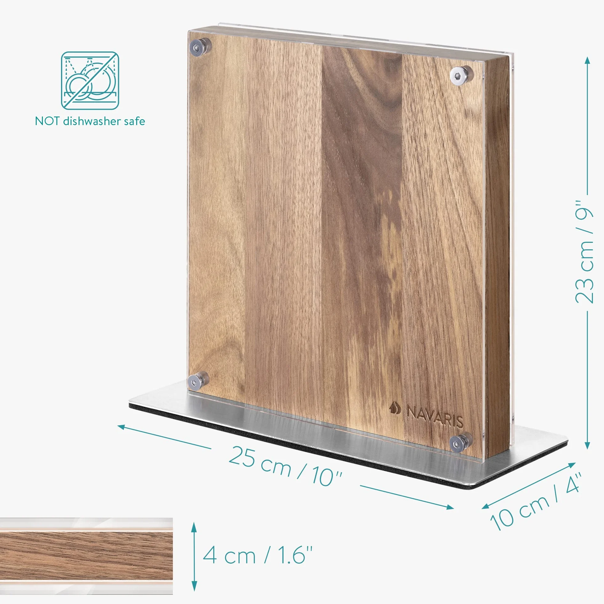Navaris Soporte de Madera para Cuchillos - Bloque magnético Doble Cara con Base imantada