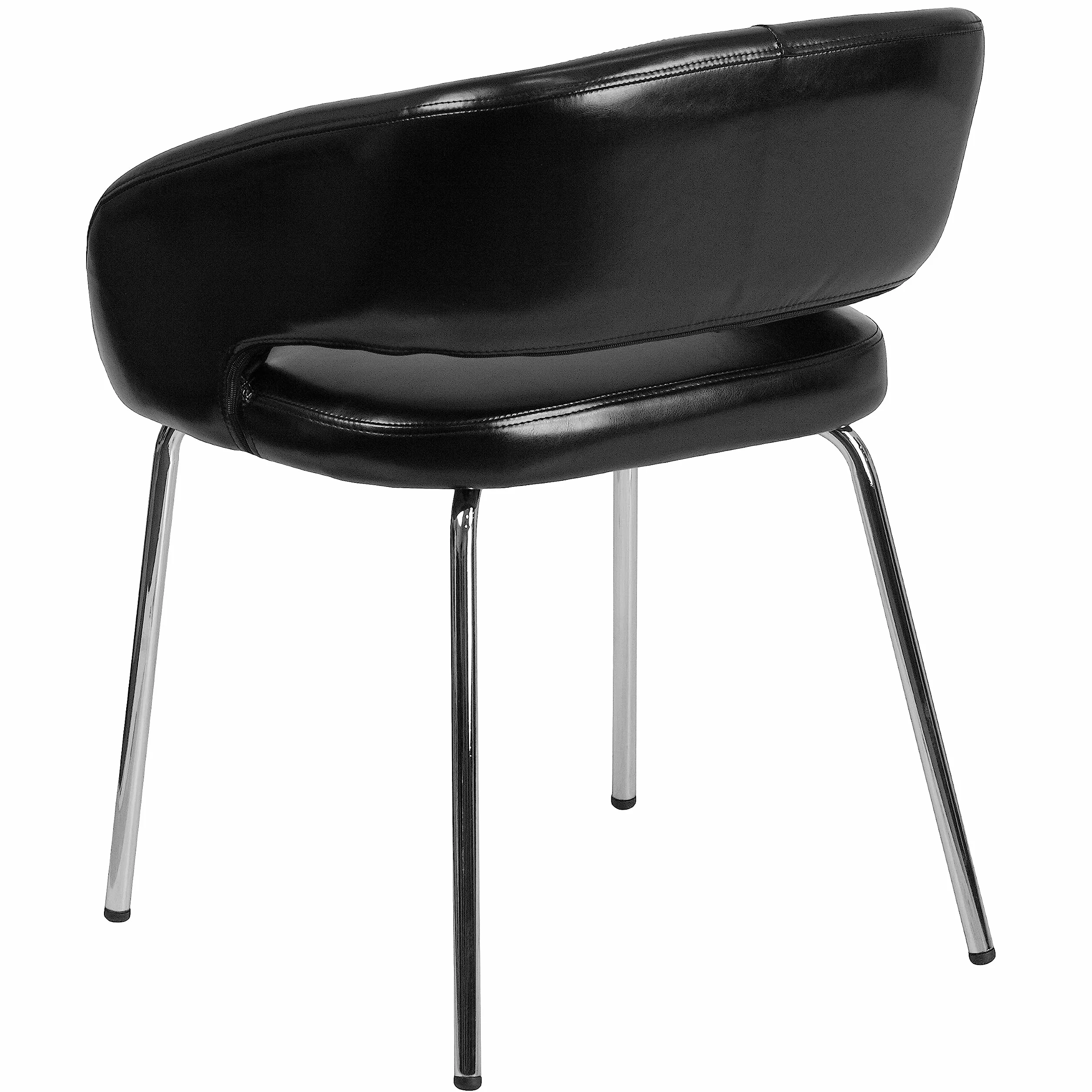 Flash Furniture Silla de recepción Lateral contemporánea de la Serie Fusion, Piel Negra Suave