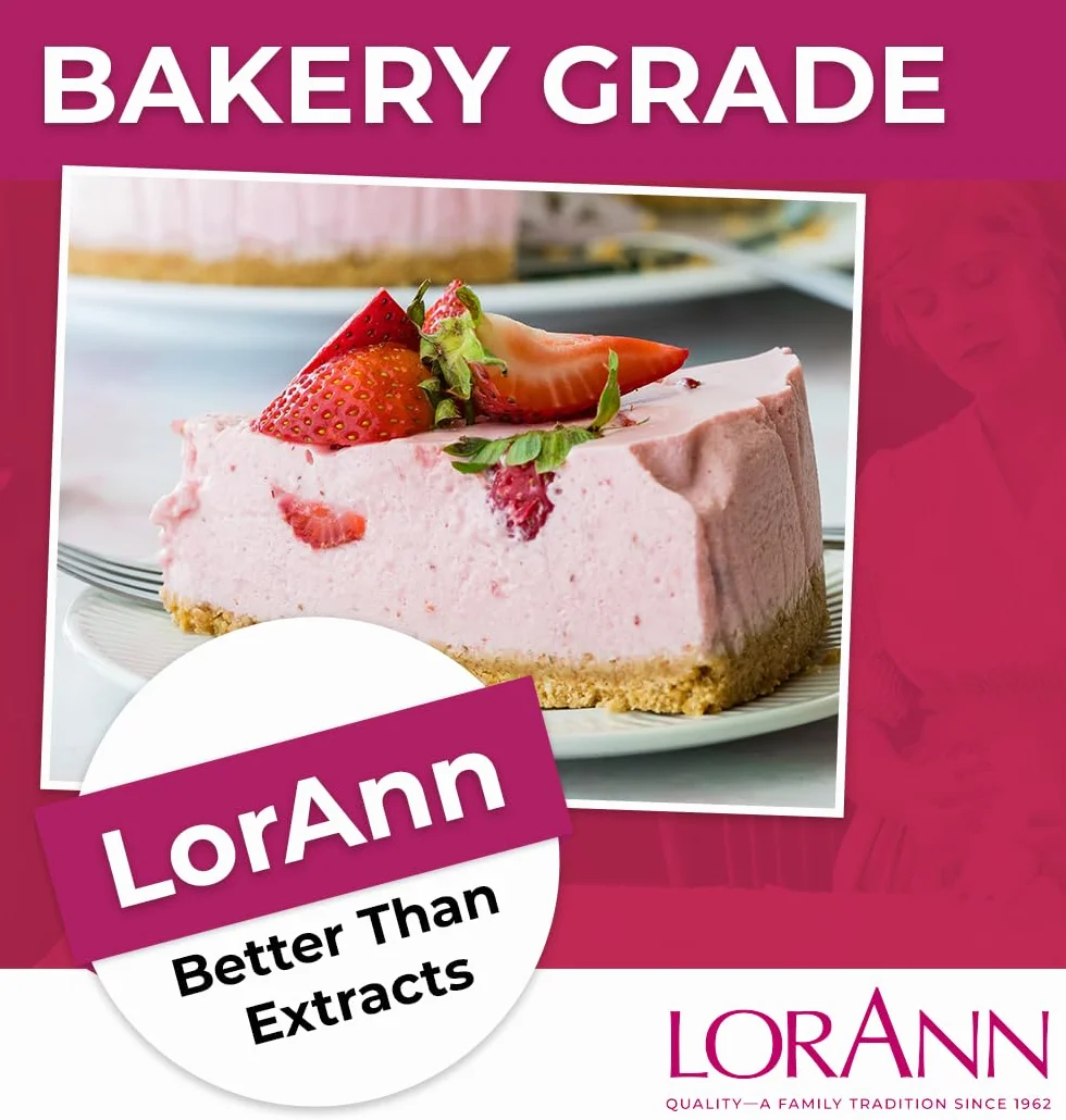 Lorann Oils Bakery Emulsions Sabor Natural y Artificial 4 Oz Fresa, 118 ml