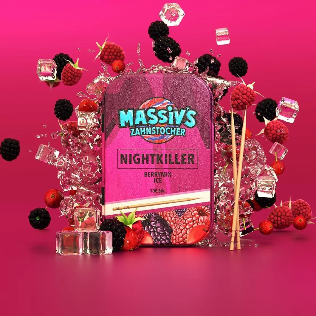 NIGHTKILLER Berrymix Ice Palillos con Sabor 100 unidades Sin Azúcar Caja metálica