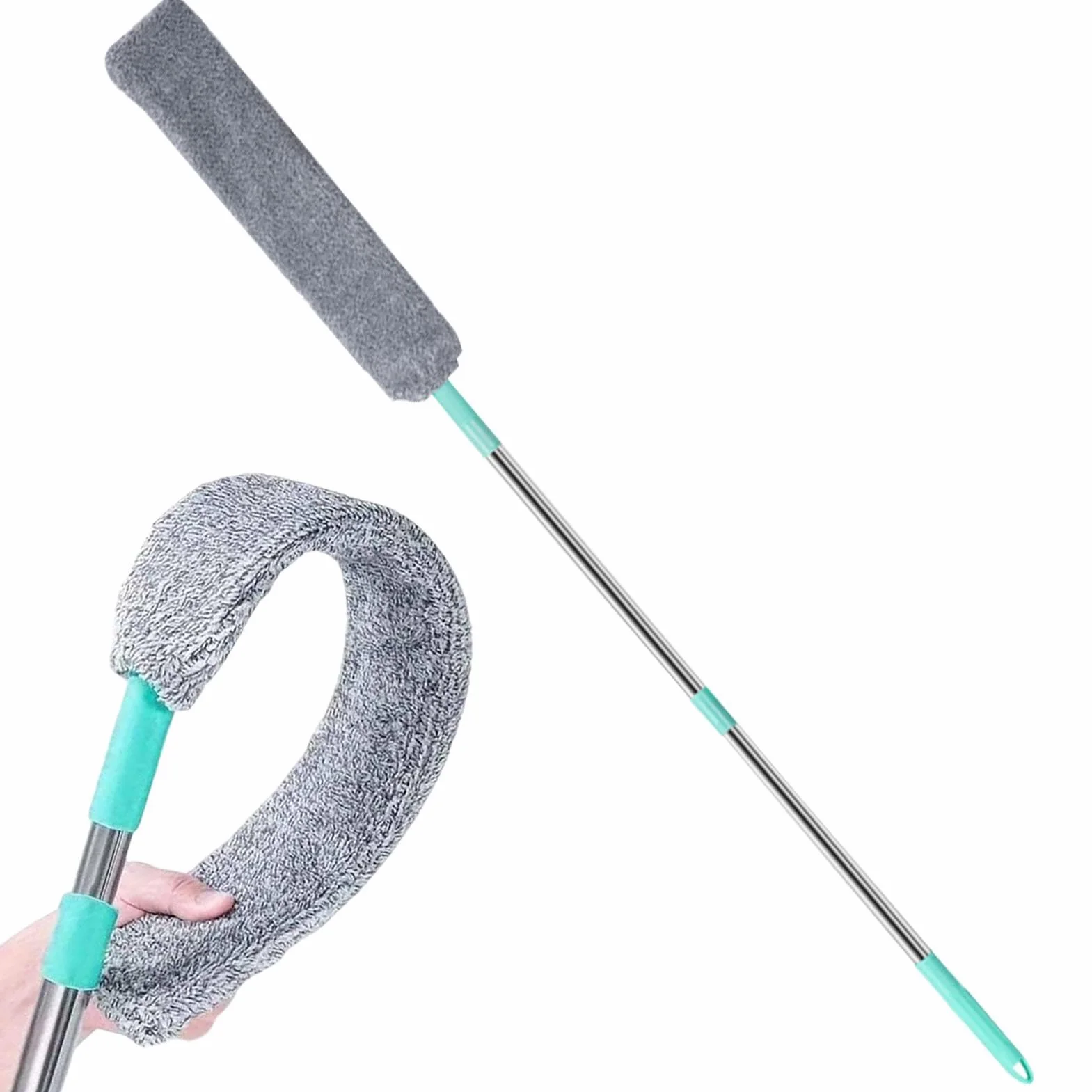 Bajo Electrodomésticos, Plumero Palmera, 130 Cm Cepillo para Polvo Limpiador Plano Retráctil con Mango Largo, Plumero Atrapapolvo Microfibra para Debajo De Muebles Sofá Cama Muebles Parte Infe