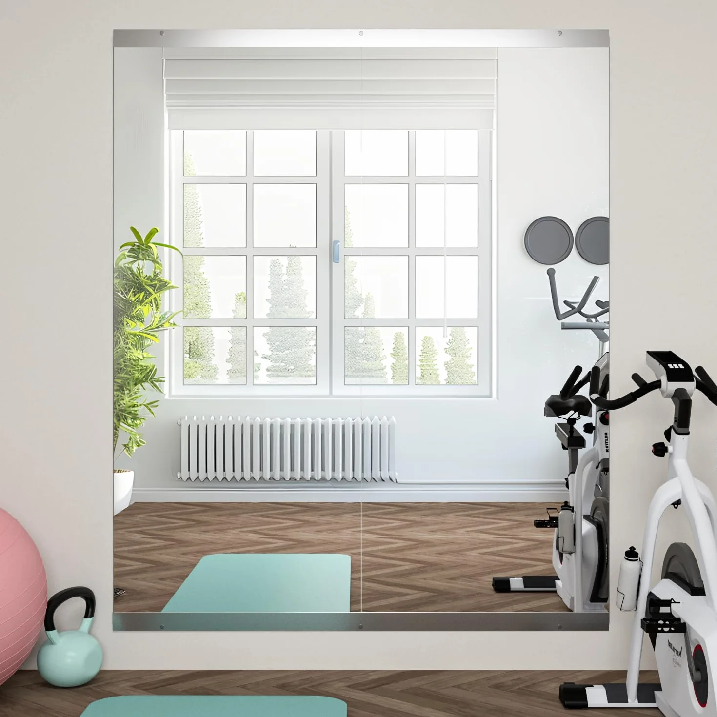 Espejo para Gimnasio doméstico, 2piezas 144,5 x 60 cm Espejo Grande para Yoga, Espejos sin Marco de Cuerpo Entero para Fitness, Vidrio Templado, Montaje en Pared para Estudio de Danza