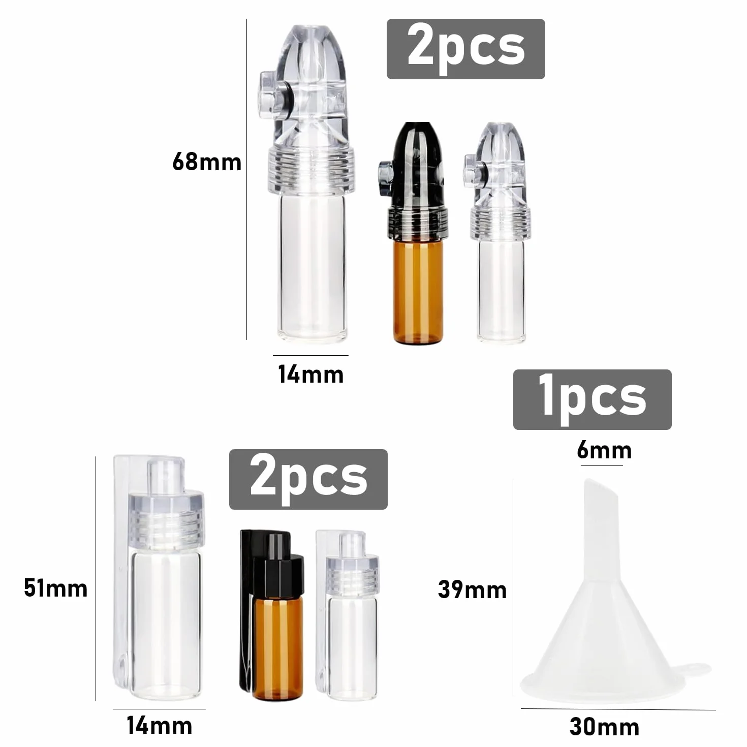 MEMOFYND 4 botellas de especias con mini embudo, dispensador de polvo