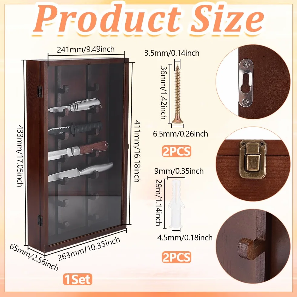 UNICRAFTALE Vitrina para cuchillos de madera con puerta de cristal acrílico 263 x