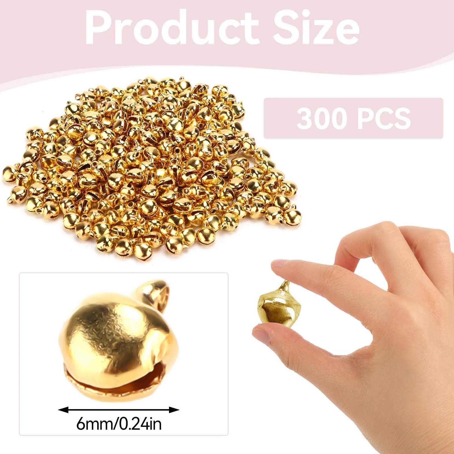 Cascabeles Pequeños 6mm Dorados 300 Piezas para Manualidades Navidad