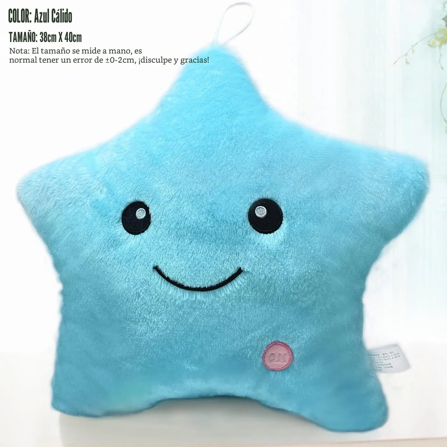 Cojín de Peluche con luz LED, Almohada con Luces Almohada Felpa Luminoso, Cojines Decorativos, Cojín de Felpa Trasero Decoración Creativa ​para Sofá Hogar (Azul)