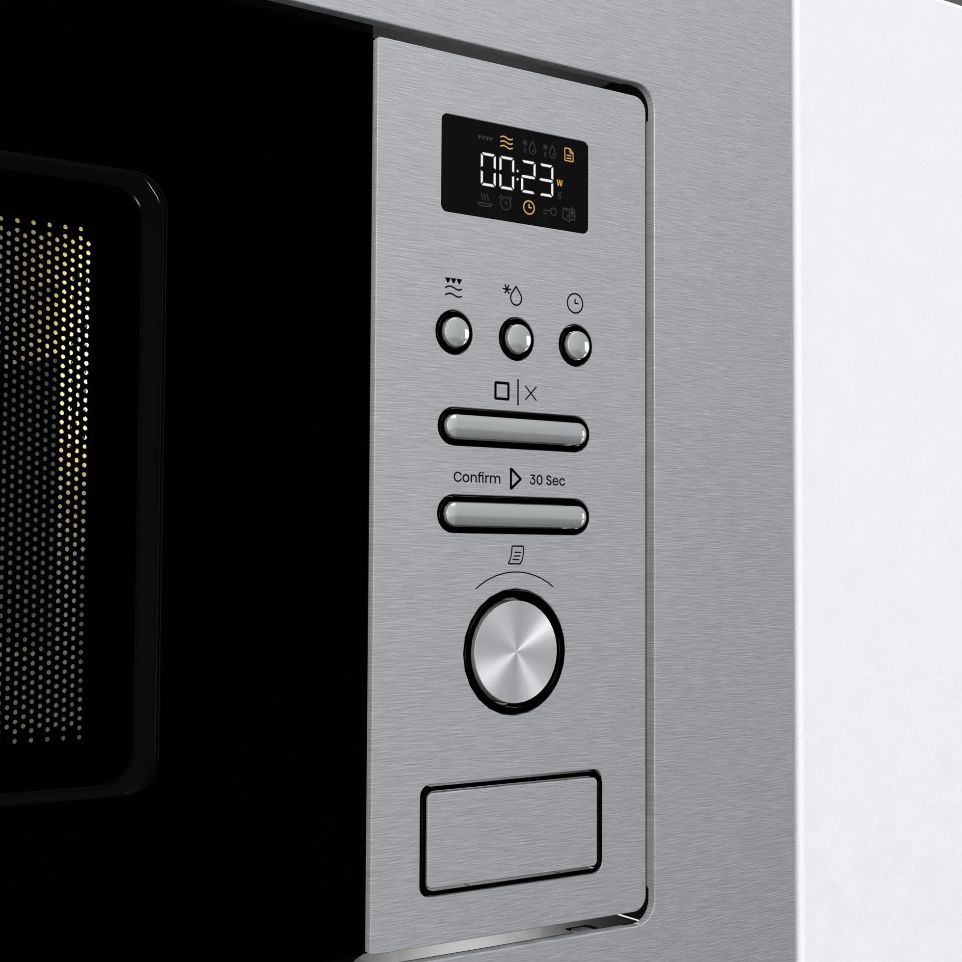 Hisense BIM320G41X - Microondas Integrable, 1000W, 20L, Alto 38.8cm x Ancho 59.5cm, Color Inox, 5 Niveles de Potencia, 15 Programas Preestablecidos, Grill Combo, Descongelar por Tiempo o Peso