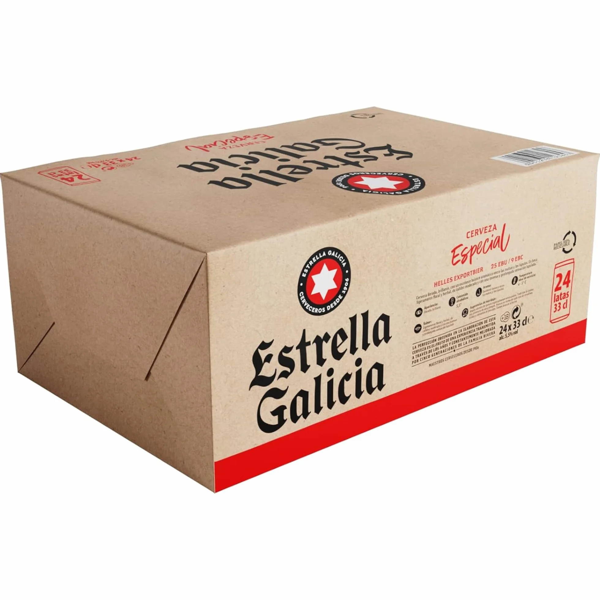 Estrella Galicia Especial Cerveza Lager Premium Pack 24 Latas 33 cl 5,5% Vol