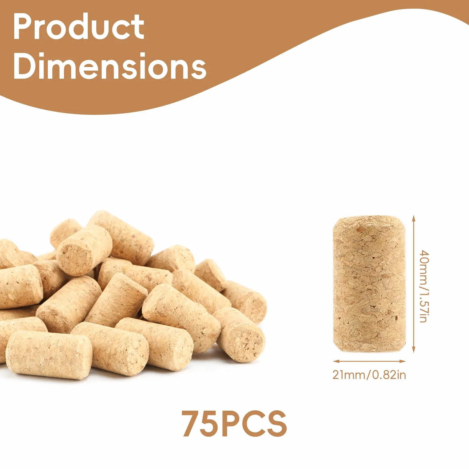 70 corchos de vino para manualidades, tapones de botella para botellas, tapones de botella para manualidades, tapones de vino rectos de madera, tapones de corcho de madera suave natural para vinos