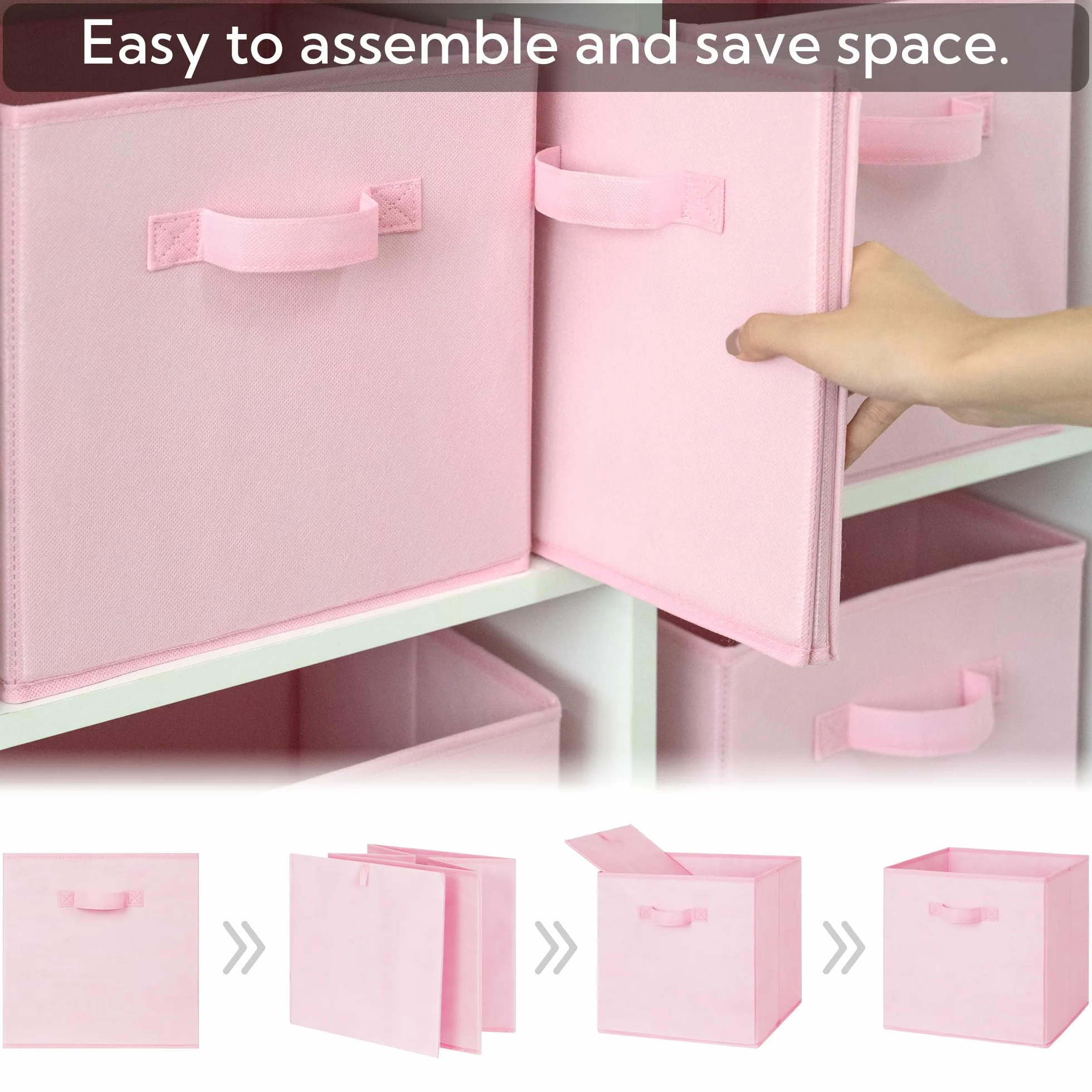 GRANNY SAYS Cubos Almacenaje, Pack de 6 Cubos de Almacenamiento 27x27, Cajas Almacenaje Tela, Cestas Organizadoras, Cajas Organizadoras Plegable, Kallax Accesorios, Cajas para Estanterias, Rosa
