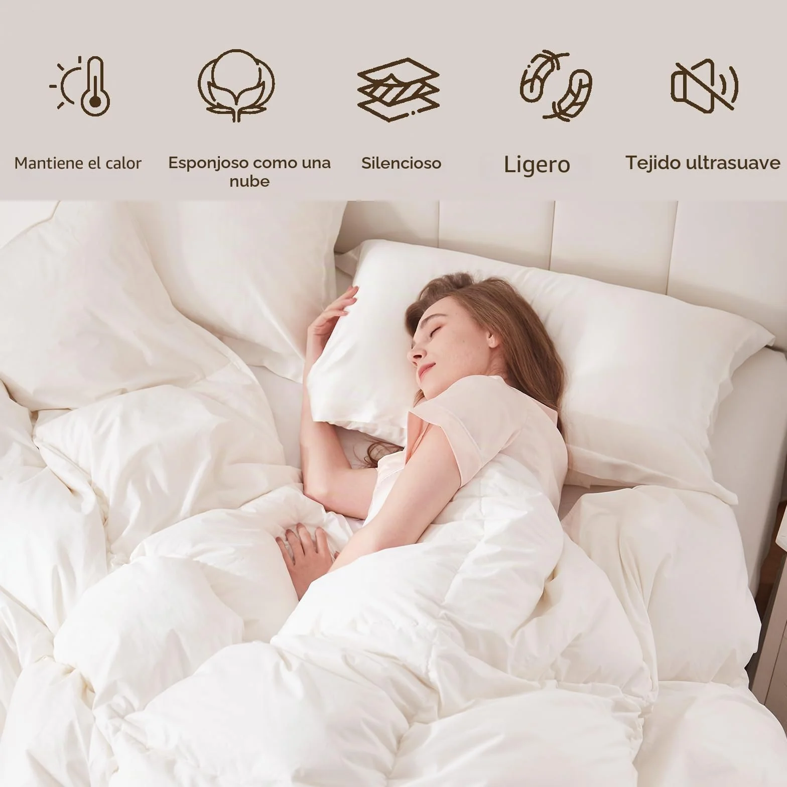 DWR Edredon Cama 105/120,Edredón de Plumas y Plumón 200x200 cm,Invierno cálido 450gr/㎡,100% Algodón,Suave, Transpirable,Certificado Oeko-Tex y RDS, Blanco