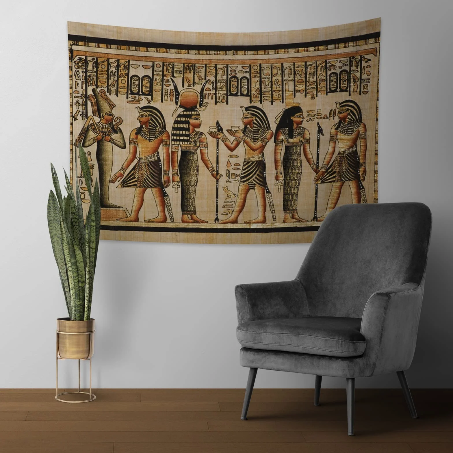 YONGFOTO 100x70cm Antiguo Egipto Tapiz Faraón Dios Osiris Hathor e Isis Símbolo Civilización antigua Colgar en la pared Tapices para casa Decoración mural Manteles Manta