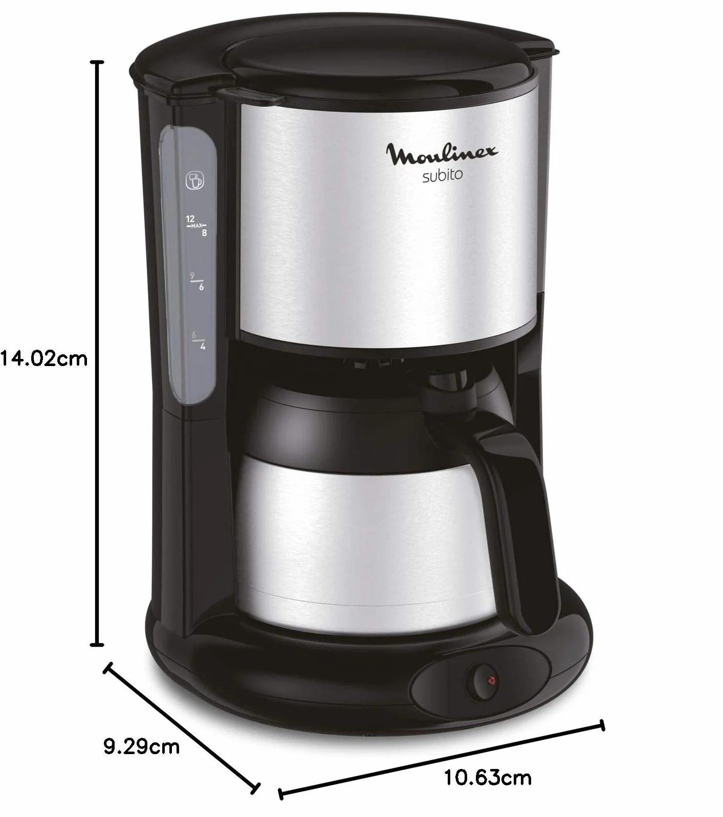 Moulinex FT360811 - Cafetera de goteo, 850 W, 0.9 L, de café molido, acero inoxidable, negro