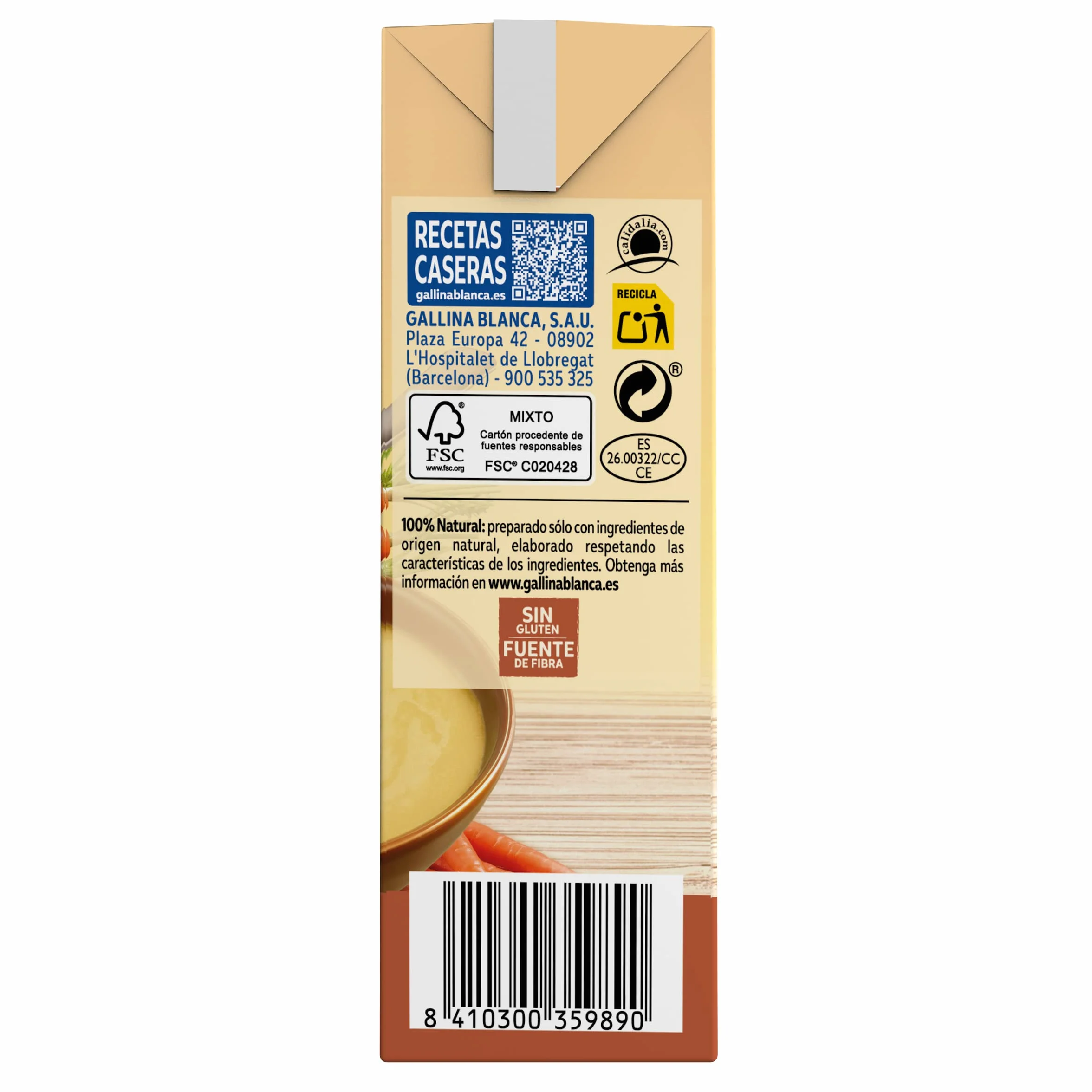 Gallina Blanca Crema Casera de Pollo con Verduras 100% Natural, 500 ml