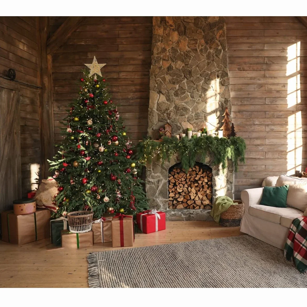 YEAP Estrella Topper del Árbol de Navidad, Adorno de Cinco Puntas, Decoración Navideña, 20 cm, Dorado
