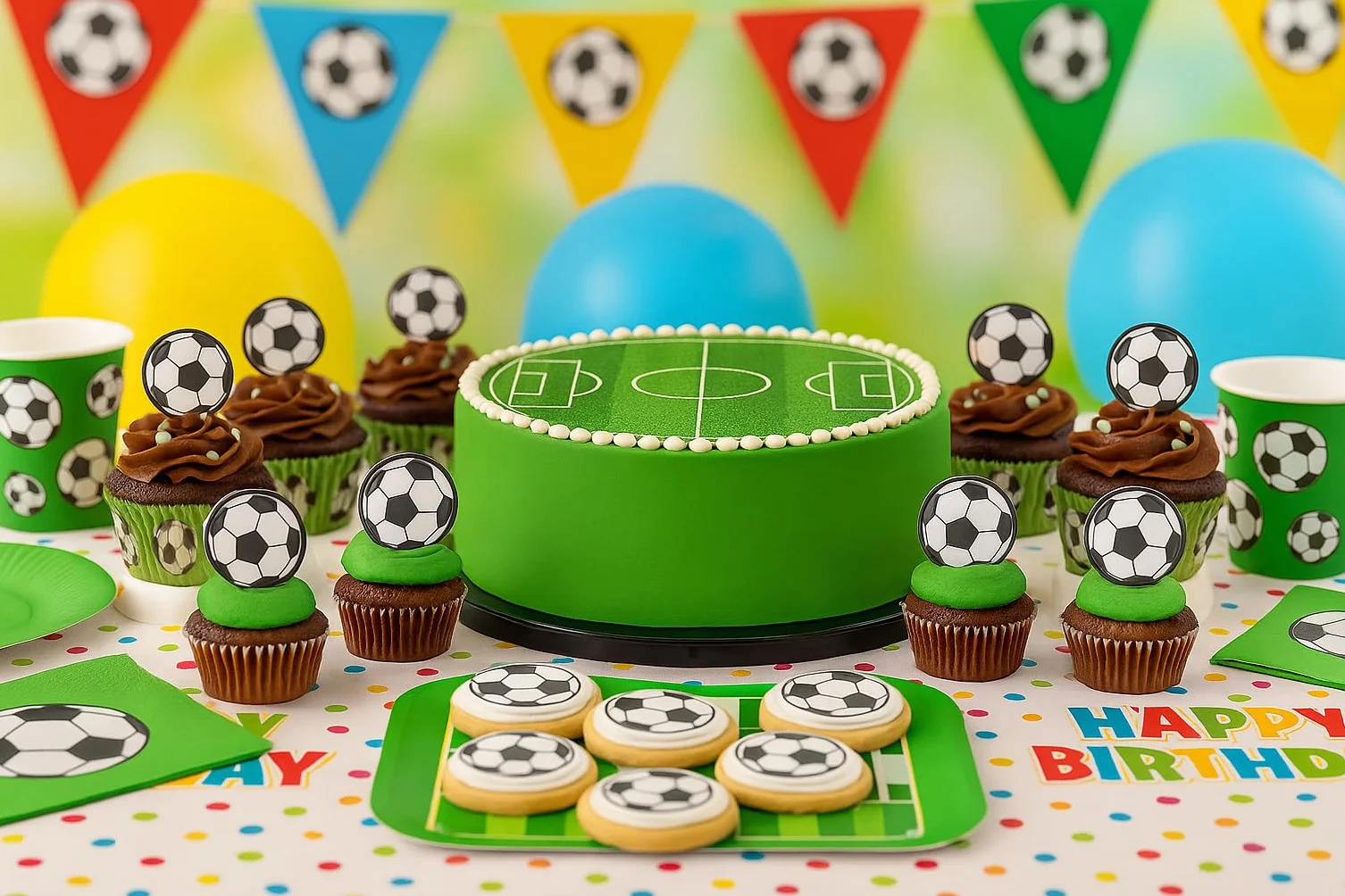 Dekora Pack 2x20 Mini Discos de Oblea de Balones de Fútbol, Decoraciones Comestibles para Cupcakes, 3,4 CM
