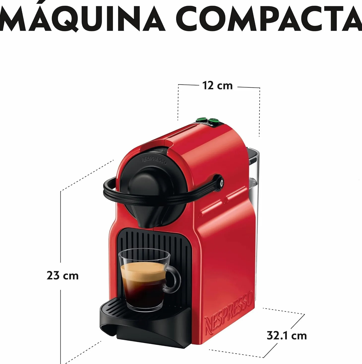 Nespresso Krups Inissia XN1005 Cafetera Monodosis 19 Bares Apagado Automático Rojo