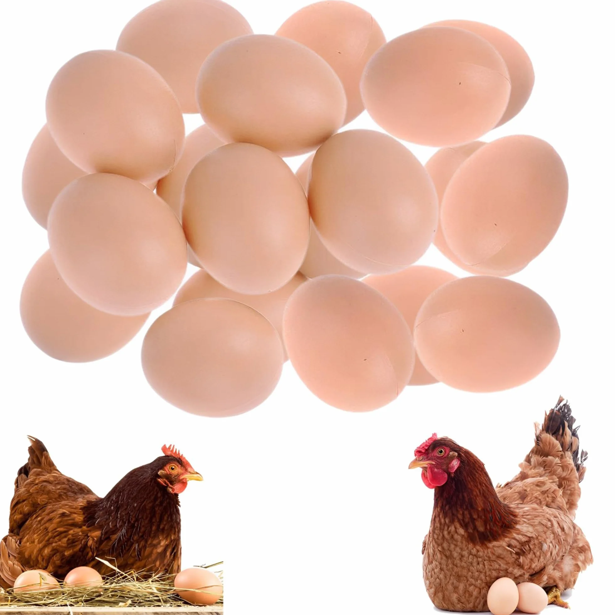 Huevos Artificiales de Plástico 20 Piezas Huevos Falsos de Poliestireno para Manualidades Marrón