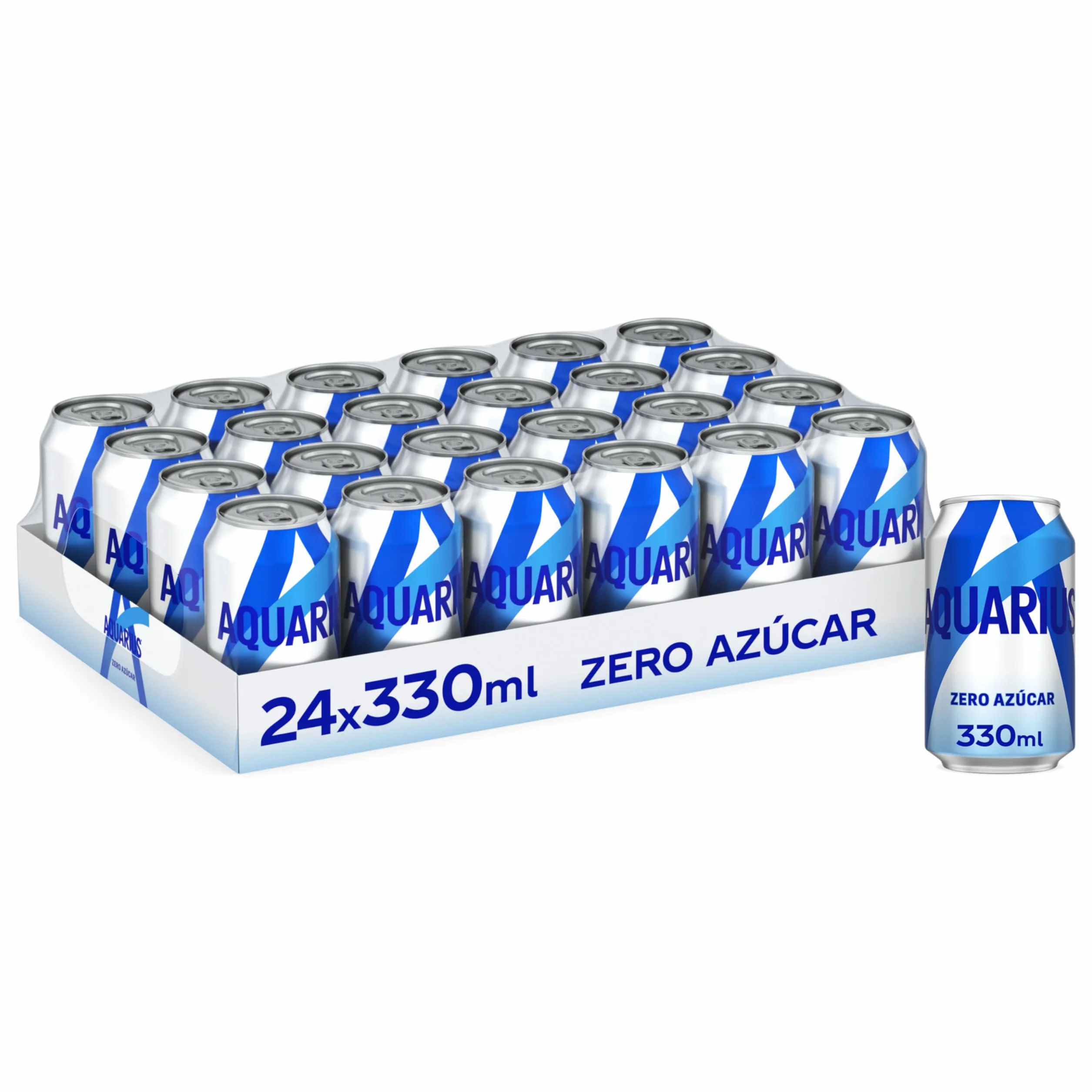 AQUARIUS Limón Zero Azúcar Bebida Hidratante con Sales Minerales Pack 24 Latas 330 ml