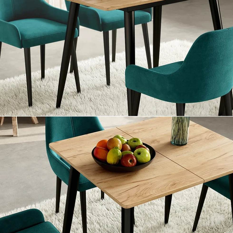 Vicco Mesa de Comedor Beaver, Goldkraft Roble/Negro, 80 x 70 cm Extensible, para Uso Flexible como Mesa de Comedor o de Trabajo
