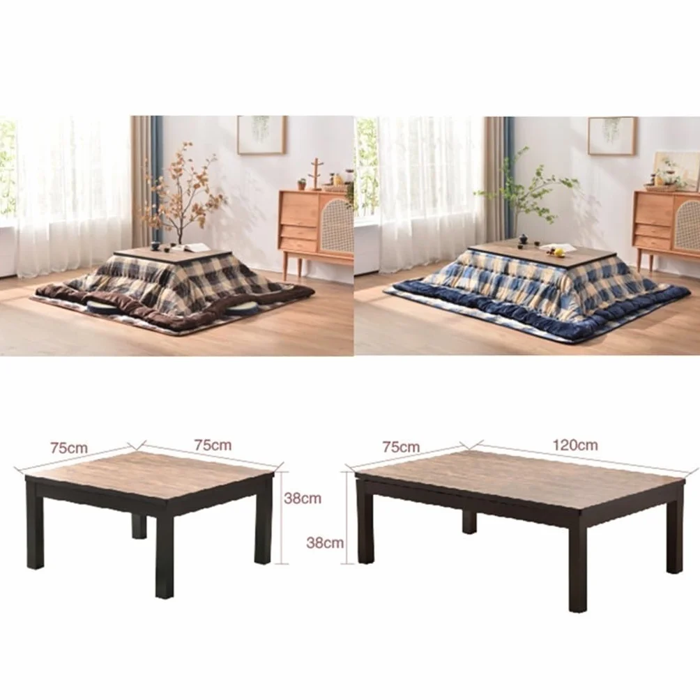 Mesa Kotatsu Kotatsu Edredón con Patrón A Cuadros Juego De 4 Piezas Mesa Kotatsu Calefactora Juego De Mesa Kotatsu De Estilo Japonés Mesa De Centro De Sala De Estar (Color : Azul, S : 75 * 75 * 38CM)