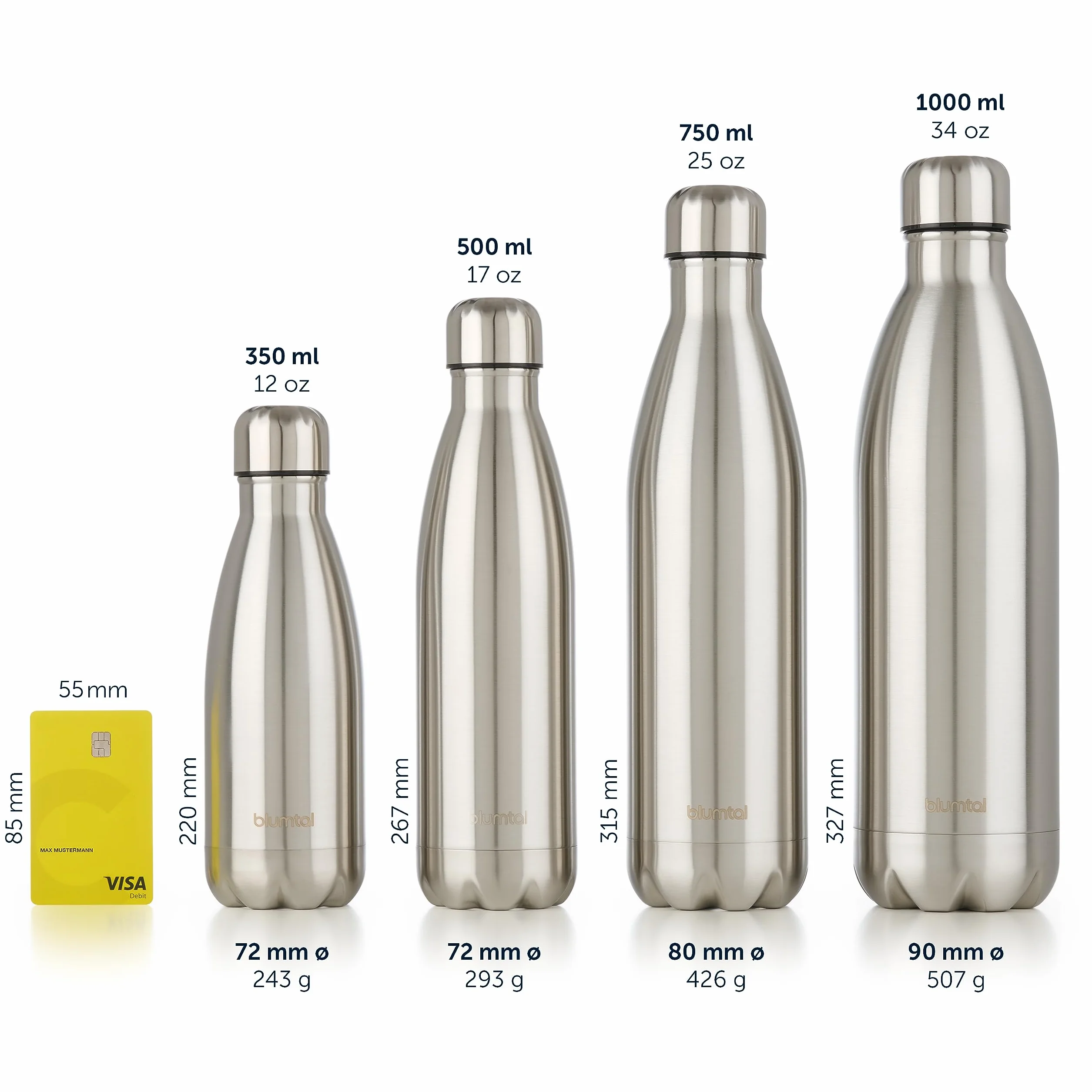 Blumtal® Botella termica Charles 1 litro sin BPA acero inoxidable aislada summer green/verde