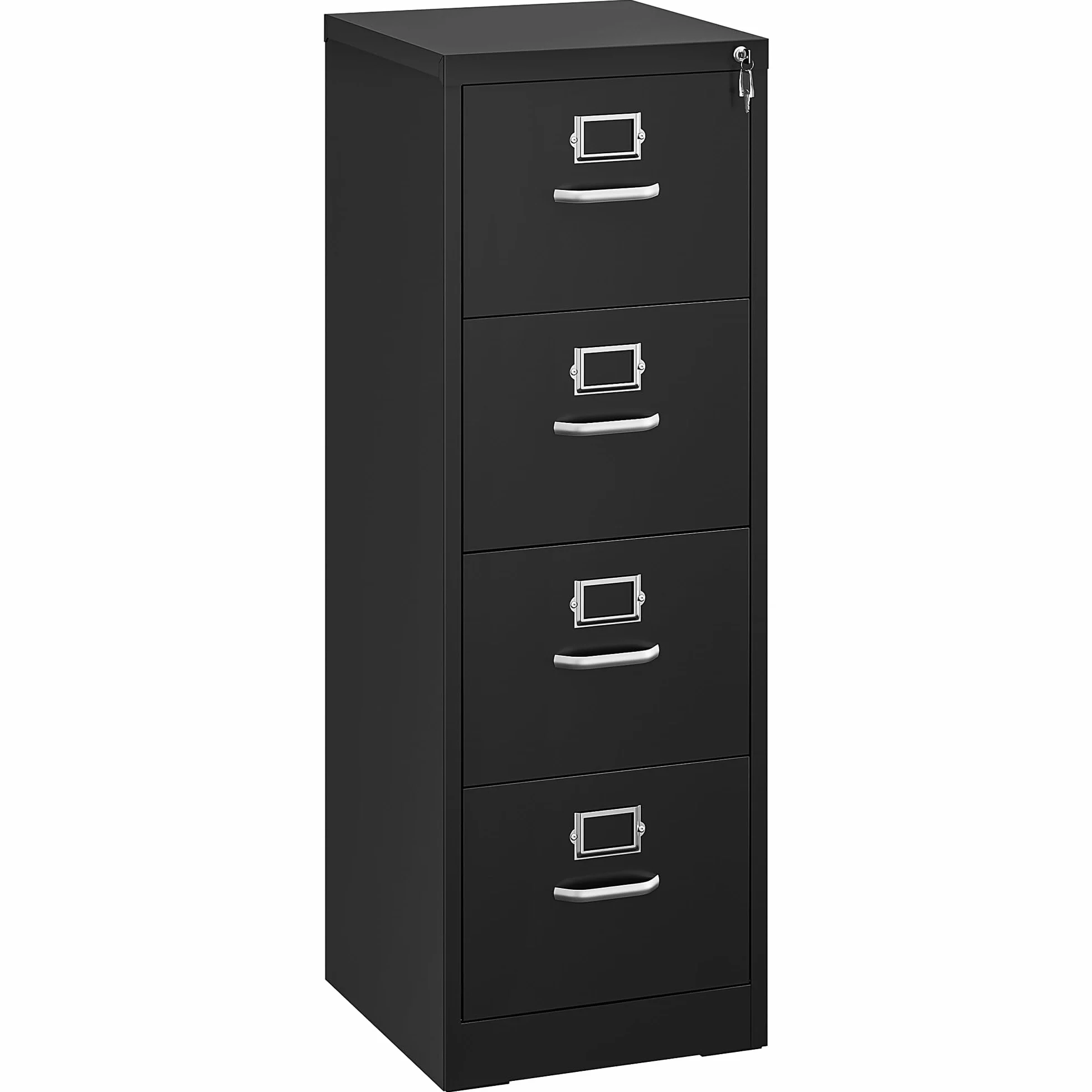 YITAHOME Archivador vertical con 4 cajones, con cerradura para tamaño carta/legal/A4, cajones de almacenamiento antivuelco con ranura para tarjetas de taco para oficina en casa, negro, 45,8 x 45 x 133