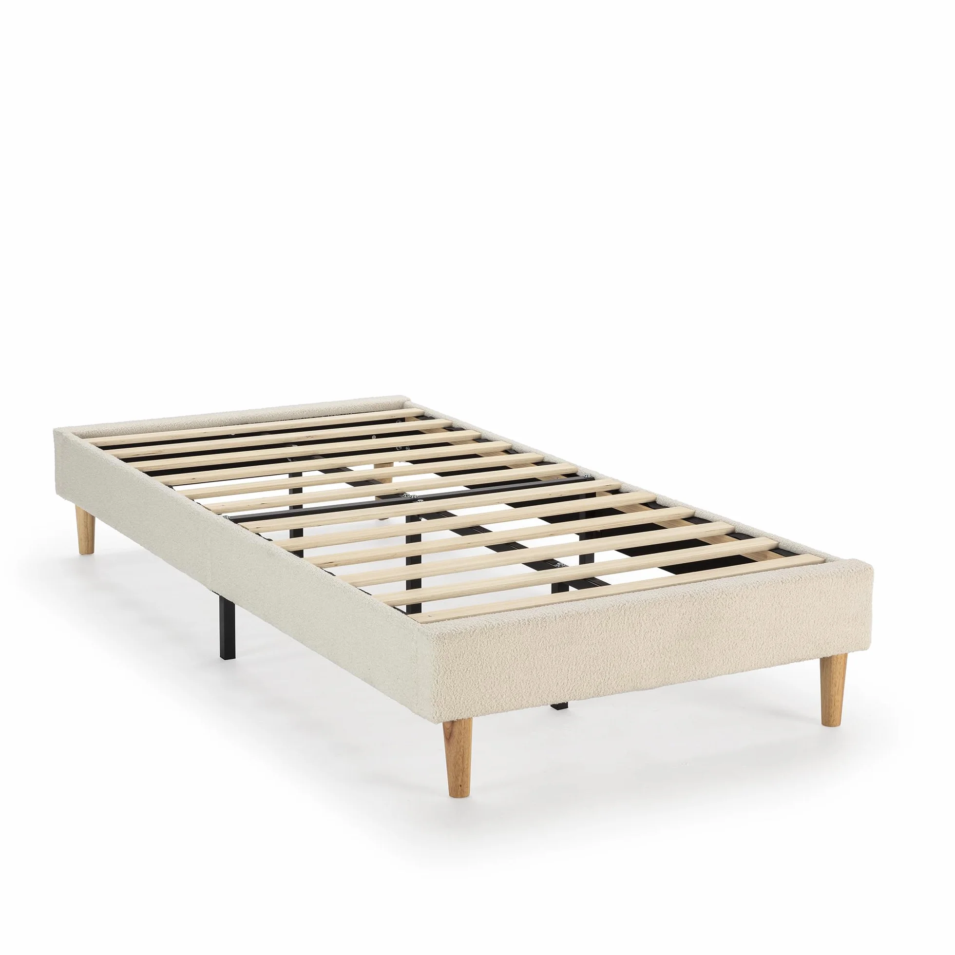 HOMN LIVING Base tapizada Niebla 90x190 cm Color Beige, somier tapizado, 30 cm Altura