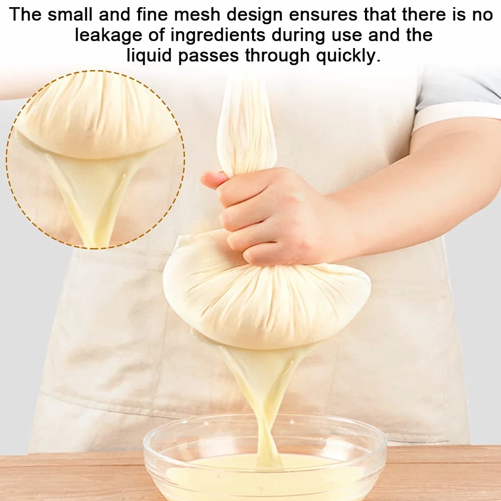 6 pcs Bolsa de Muselina Bolsa Leche Vegetal Reutilizable de 50 * 40 cm Filtro para Leche Vegetal con Cordón Colador de Tela para Leches Vegetales Bolsa de Leche de Nuez para Queso Vino